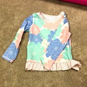 Ruffle butts swim bundle, floral and pink stripe